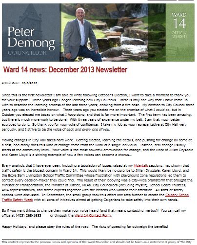 Councillor Demong - December 2013