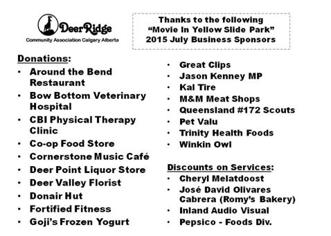 Capture raffle sponsors