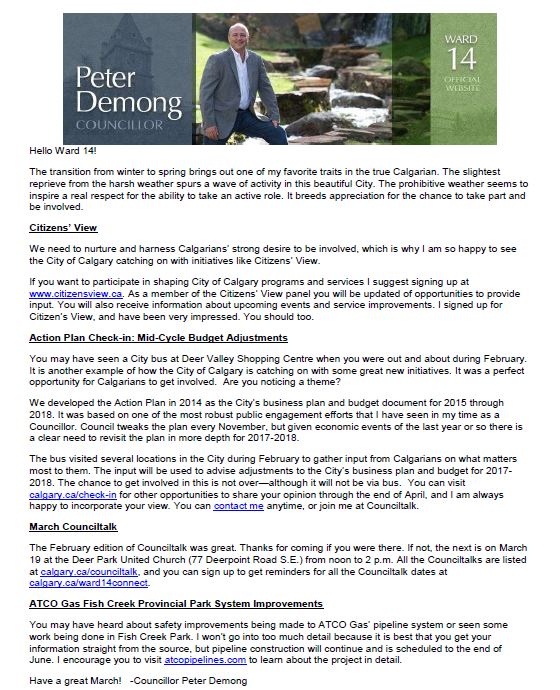 Councilor Demong March 2016